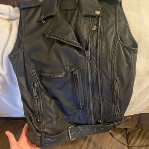 R13 Leather Biker Vest Size XS